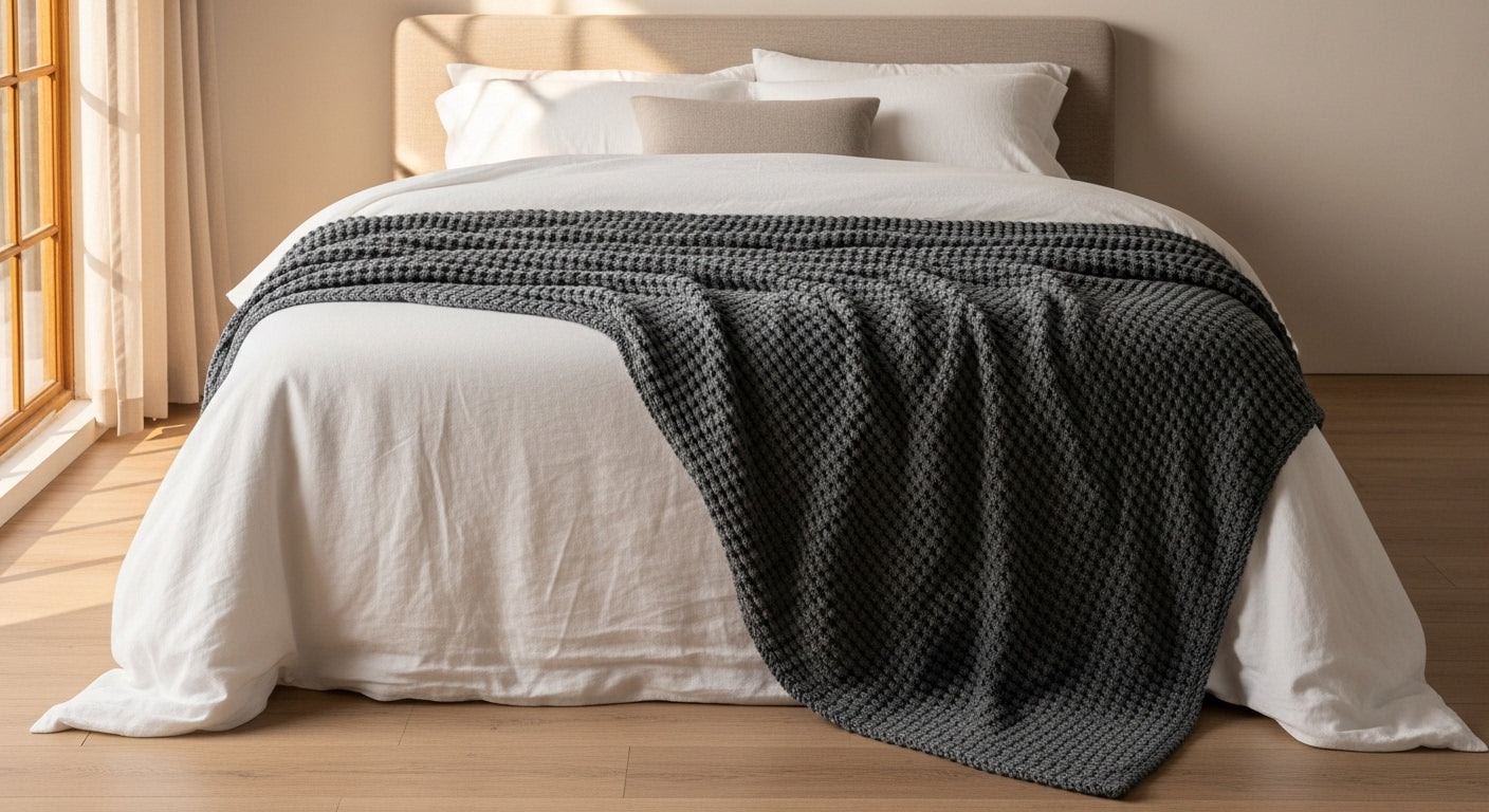 Waffle-Knit Cotton Throw Blankets
