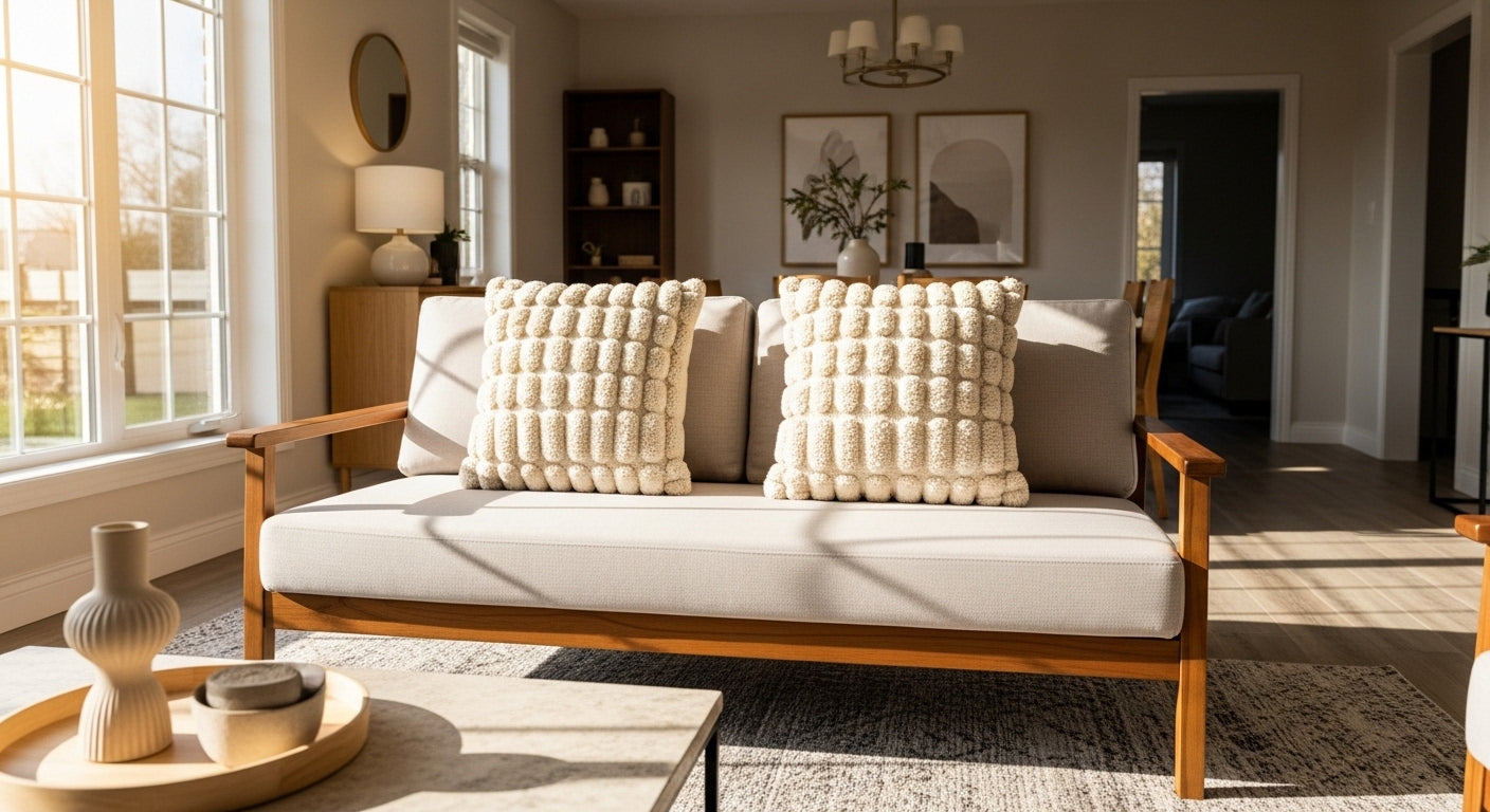 Textured Throw Pillow Covers (Bouclé or Linen-Blend)