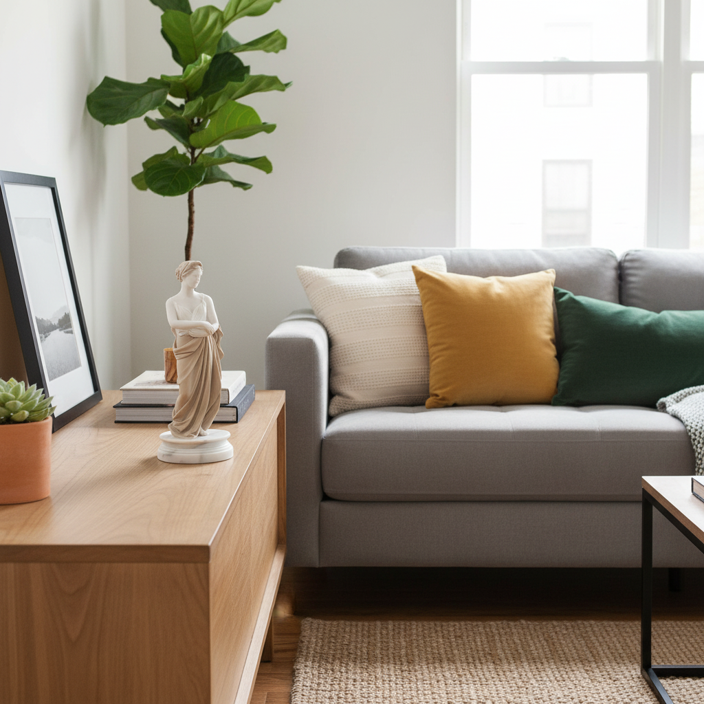 Home decor accent piece styled in cozy living room